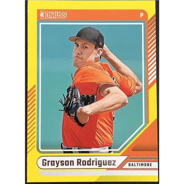 2024 DONRUSS GRAYSON RODRIGUEZ YELLOW FLOOD ROOKIE CARD
