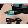 Image 11 : Qty 4 Makita Power Tools: XFD10 Drill, XDT11 Impact Driver, XRJ01 Reciprocating Saw, Vacuum & Carry 