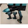 Image 2 : Qty 4 Makita Power Tools: XFD10 Drill, XDT11 Impact Driver, XRJ01 Reciprocating Saw, Vacuum & Carry 