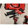 Image 8 : Qty 3 Milwaukee Tools & 1 Charger: 2656-20 Impact Driver, 2804-20 Hammer Drill, 2722-20 Sawzall & C