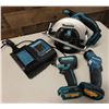 Image 1 : Qty 3 Makita Power Tools & 1 Charger: XTD13 Impact Driver, DML825 Flashlight & XSS02 Circular Saw