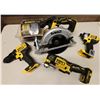Image 1 : Qty 4 DeWalt Power Tools & 1 Charger: DCS356 Multi-Tool, DCD780 Drill Driver, DCF885 Impact Driver &
