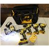 Image 1 : Qty 4 DeWalt Power Tools, Case & 1 Charger: DCD791 & DCD708 Drill Drivers & DCF809 Impact Drivers