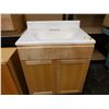 Image 7 : Wooden 2-Door Cabinet 30" x 12" x 30"H & Vanity Sink w/ Undercabinet 31" x 24" x 36"H