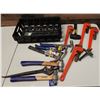 Image 1 : Multiple Hand Tools in Plastic Basket: Pipe Wrenches, Hammers, etc