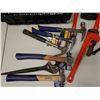 Image 2 : Multiple Hand Tools in Plastic Basket: Pipe Wrenches, Hammers, etc