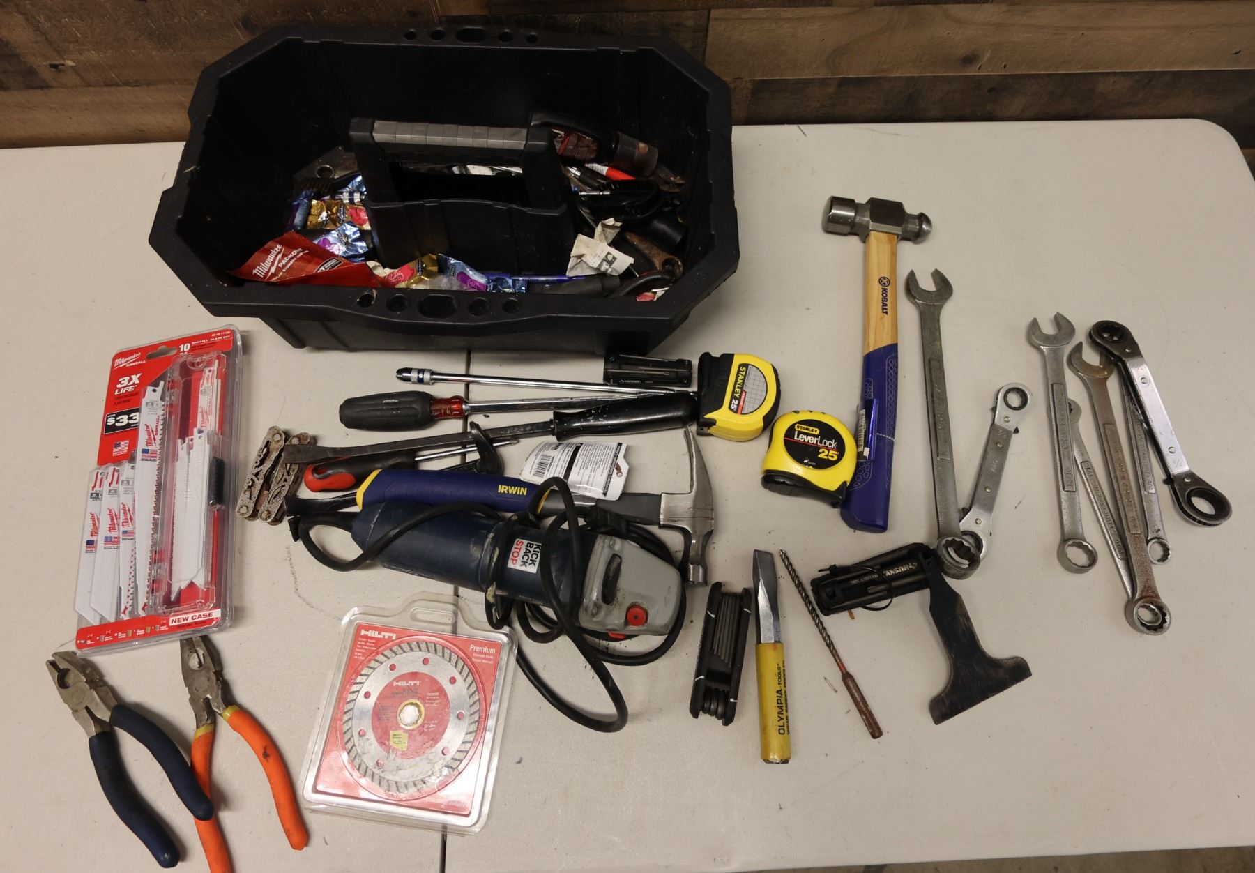 Multiple Hand Tools Multiple Hand Tools in Basket: Tape Measures, Hammers, Wrenches, etc