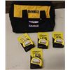 Image 1 : Qty 4 Stanley LeverLock Tape Measures in DeWalt Carry Bag