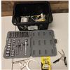 Image 1 : Multiple Hand Tools in Hard Case: Craftsman Ratchet & Socket Set, Clamp, Stanley Tape Measure, etc