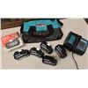 Image 1 : Qty 6 Makita Batteries, 1 Charger & Carry Case