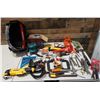 Image 1 : Multiple Tools in Husky Case: DeWalt Multi-Tool, Makita Sander, Clamps, Hardware, etc