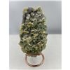 Image 1 : 8 X 4 INCH GREEN SUGAR  FLUORITE WITH CALCITE ON STAND