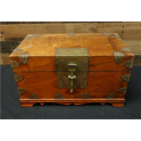 Wooden Chest w/ Interior Tray & Metal Hardware 16" x 10" x 9"H