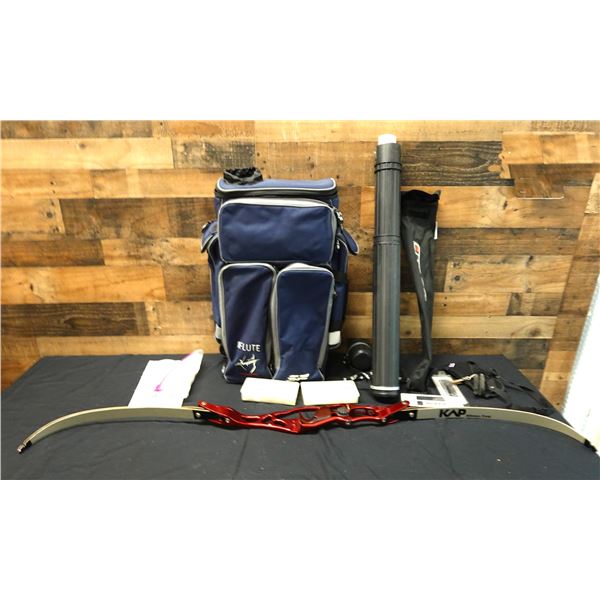 Hoyt Helix Right Handed Riser & Win&Win Kap Carbon 32 Pound Limbs w/ Flute Backpack