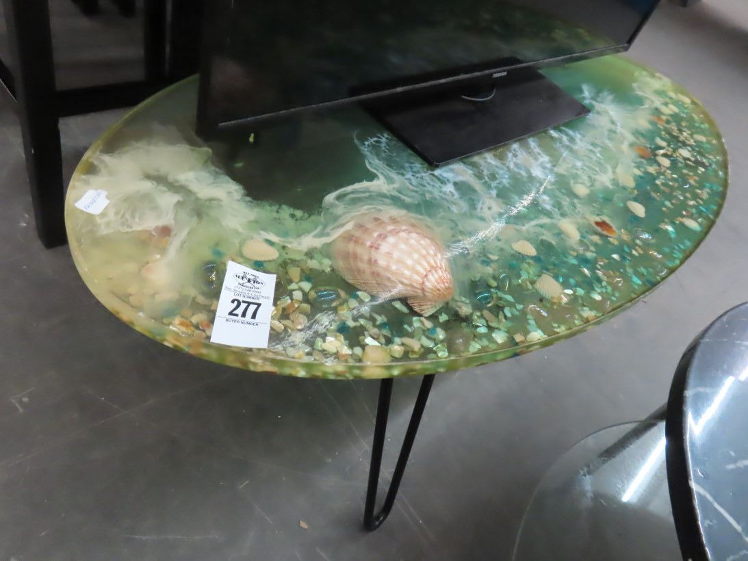 Resin Sea Shell Oval Coffee Table