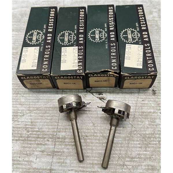 Lot of (6) Clarostat #53C1-1K Rotary Potentiometers