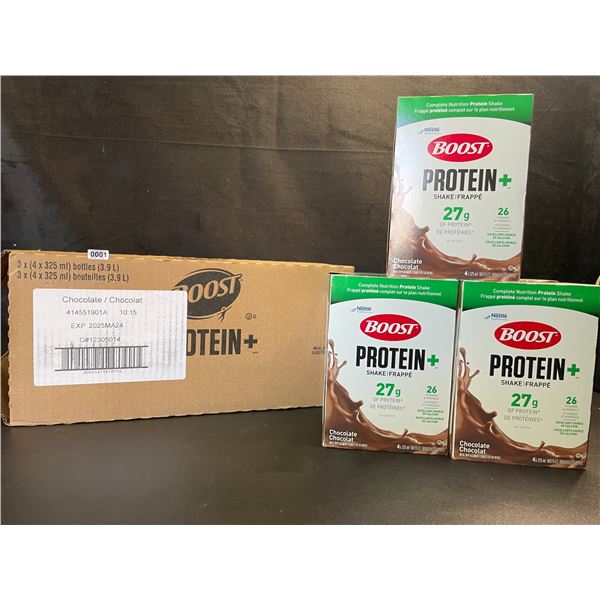 1 Case of Nestle Boost Protein+ Chocolate Meal Replacement Shakes; 3 x (4 x 325ml) Bottles