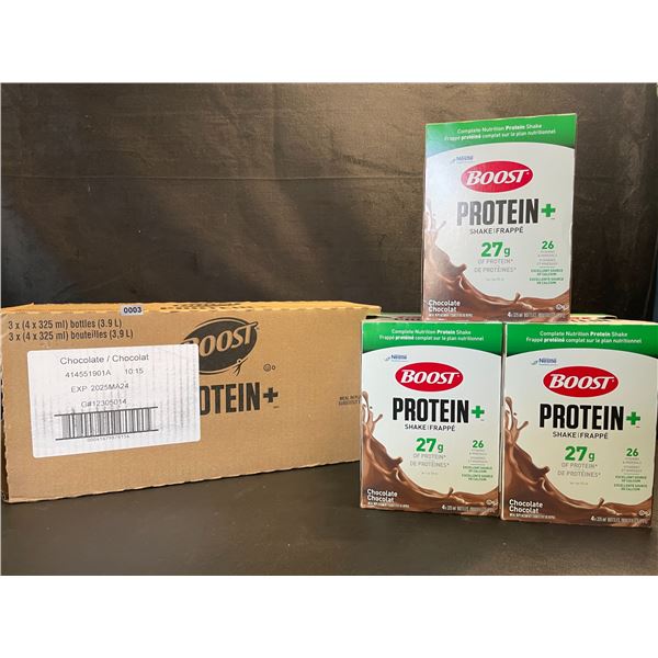 1 Case of Nestle Boost Protein+ Chocolate Meal Replacement Shakes; 3 x (4 x 325ml) Bottles
