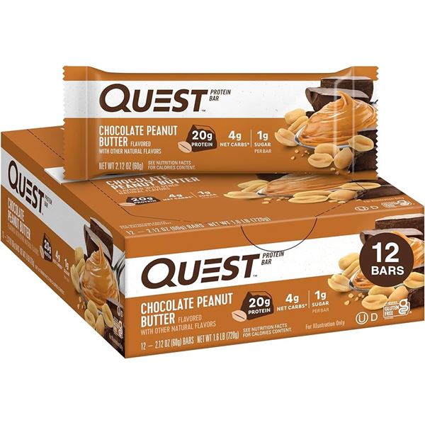 1 Box of Quest Protein Bars - Chocolate Peanut Butter - 12 x 60g Bars - BB: 07/15/25