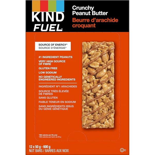 1 Box of KIND Fuel Crunchy Peanut Butter Bars - 12 x 50g Bars - BB: 2026 JA 03