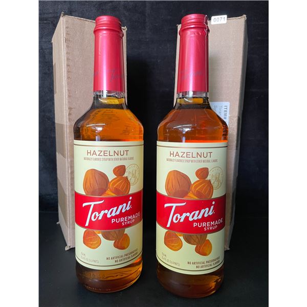 2 Torani Hazelnut Naturally Flavored Puremade Syrups; 750ml Each - BB: APR 20/2026