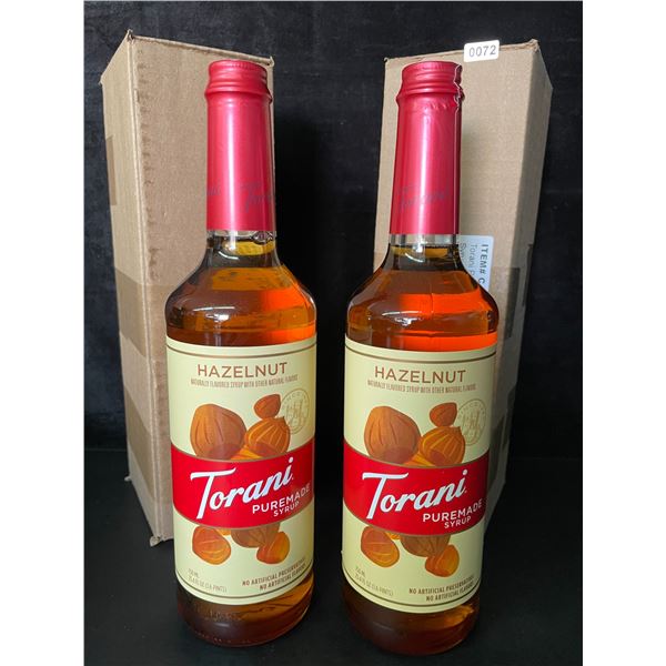 2 Torani Hazelnut Naturally Flavored Puremade Syrups; 750ml Each - BB: APR 20/2026