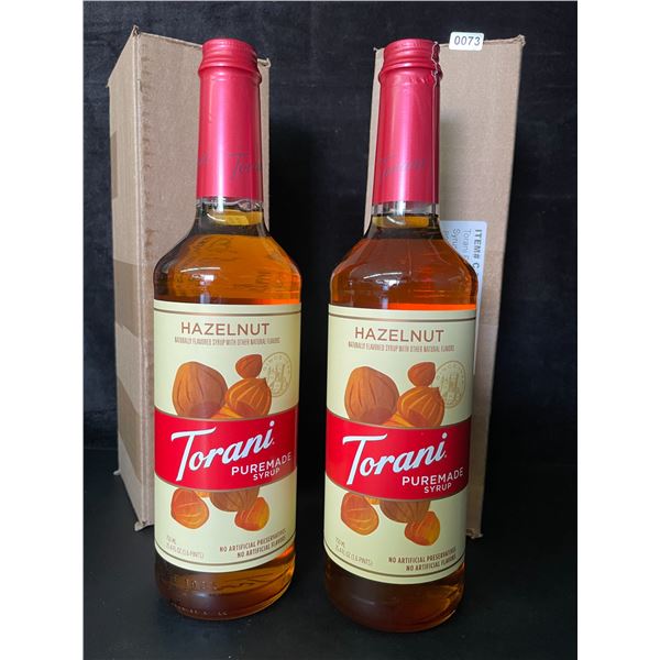 2 Torani Hazelnut Naturally Flavored Puremade Syrups; 750ml Each - BB: APR 20/2026