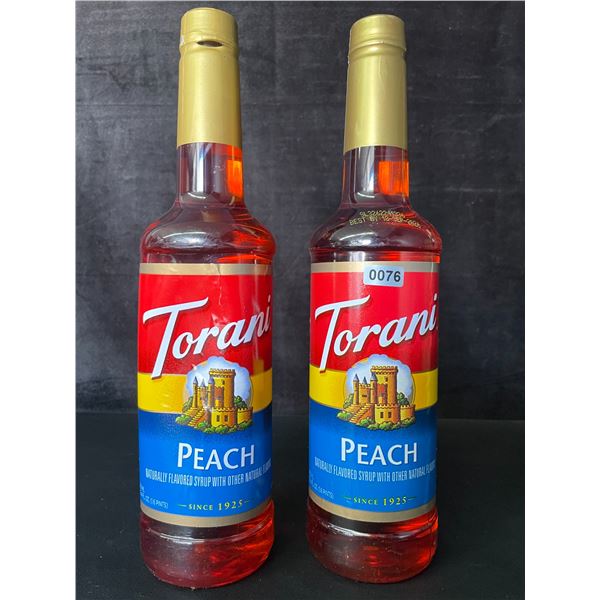2 Torani Peach Naturally Flavored Syrups; 750ml Each - BB: SEP 18/2026 - New