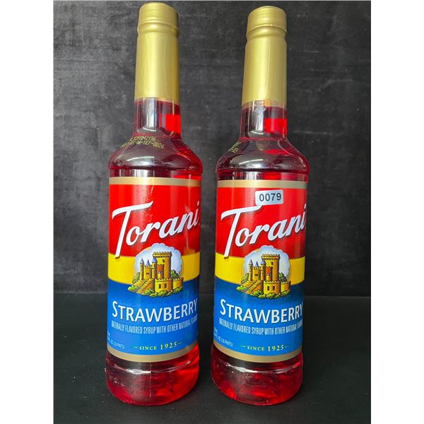 2 Torani Strawberry Naturally Flavored Syrups; 750ml Each - BB: SEP 06/2026 - New