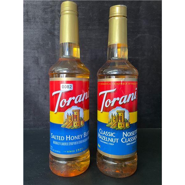 2 Torani Naturally Flavored Syrups; Salted Honey Butter & Classic Hazelnut; 750ml - New