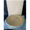 Image 1 : 1 Box of 12 Large Round Decorative Dinner Plates - Gold Colour - 13" Size - New