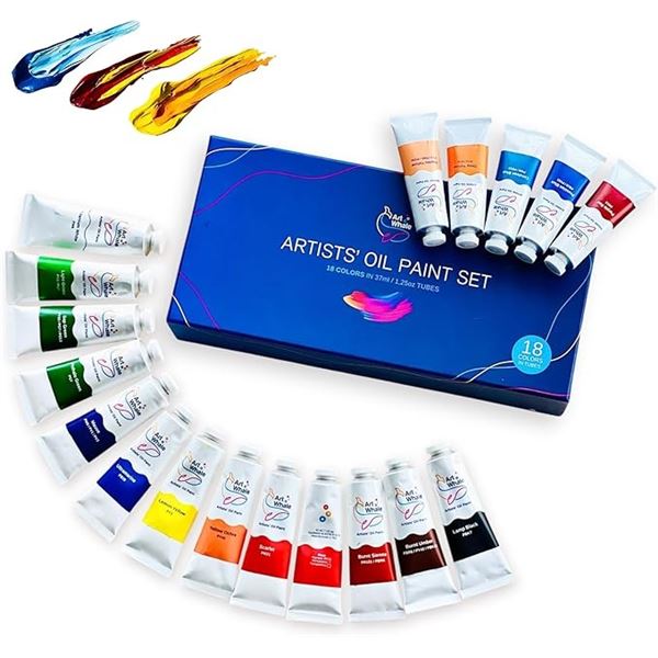 1 ArtWhale Professional Artist's Oil Paint Set - 18 Colours in 37ml Tubes - New Sealed!