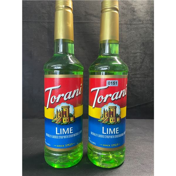 2 Torani Lime Naturally Flavored Syrups - 750ml Each - New (BB: SEP 23/2026)