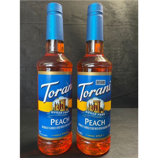 2 Torani Peach Naturally Flavored Sugar-Free Syrups; 750ml Each - BB: JAN 24/2027 - New