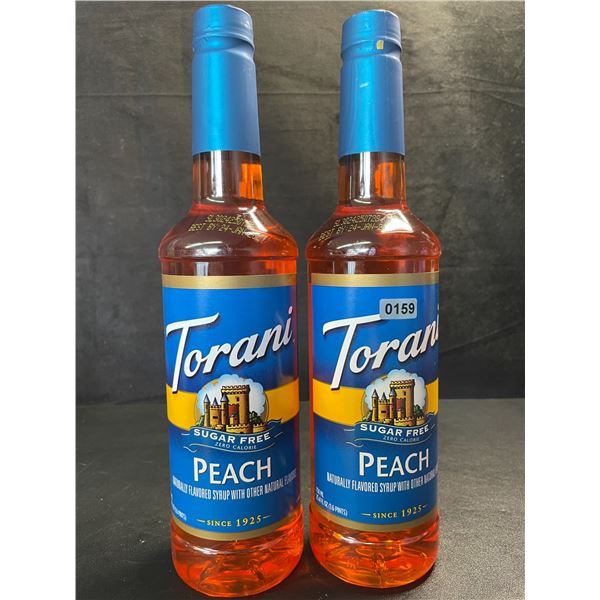2 Torani Peach Naturally Flavored Sugar-Free Syrups; 750ml Each - BB: JAN 24/2027 - New