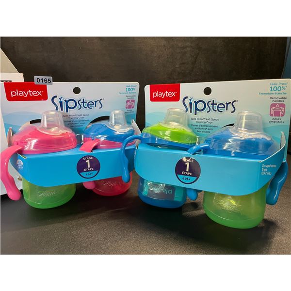 Box of Playtex Sipsters Spill-Proof Soft Spout Training Cups - Stage 1 (4 M+) - 4 Bottles Total; New
