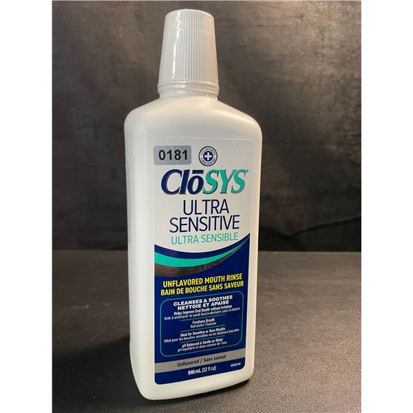 1 CloSys Ultra Sensitive Unflavored Mouth Rinse/Mouthwash - 946ml - New Sealed