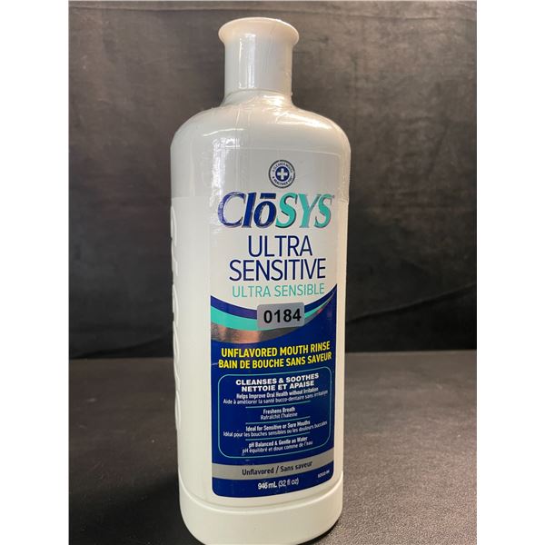 1 CloSys Ultra Sensitive Unflavored Mouth Rinse/Mouthwash - 946ml - New Sealed