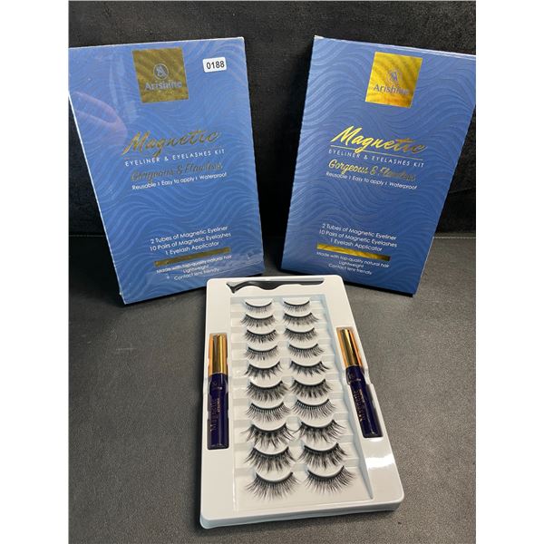 2 Boxes of Arishine Magnetic Eyeliner & Eyelashes; Reusable & Easy to Apply - 10 Pairs Each - New
