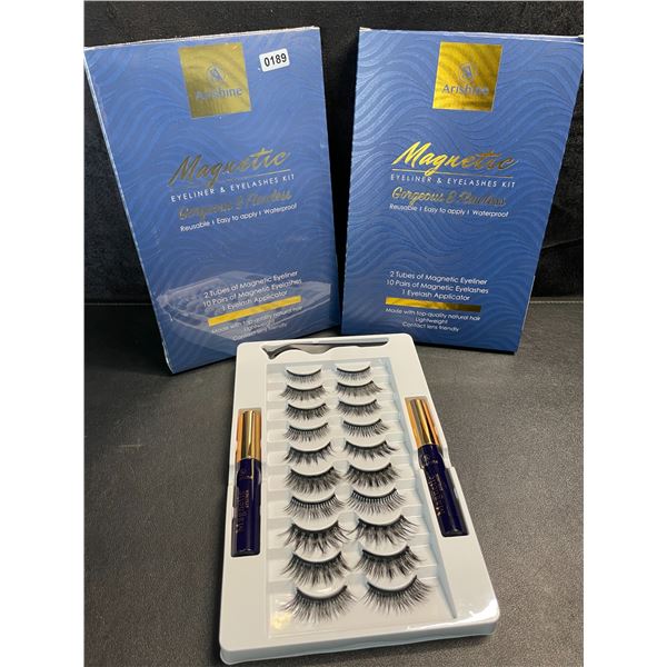 2 Boxes of Arishine Magnetic Eyeliner & Eyelashes; Reusable & Easy to Apply - 10 Pairs Each - New