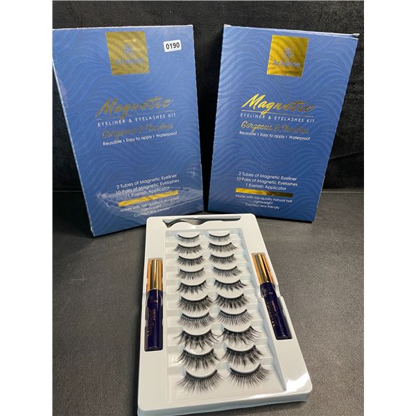 2 Boxes of Arishine Magnetic Eyeliner & Eyelashes; Reusable & Easy to Apply - 10 Pairs Each - New
