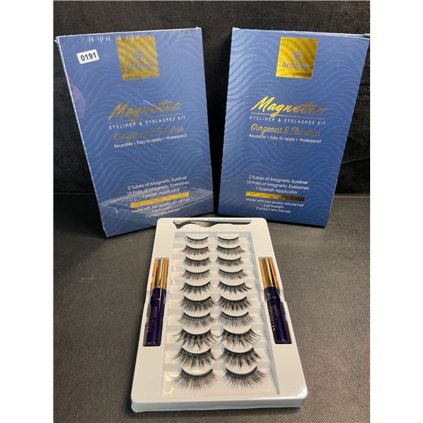 2 Boxes of Arishine Magnetic Eyeliner & Eyelashes; Reusable & Easy to Apply - 10 Pairs Each - New