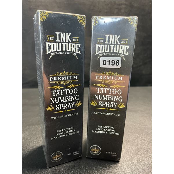 2 Ink Couture Premium Tattoo Numbing Sprays with 4% Lidocaine - 100ml - New Sealed