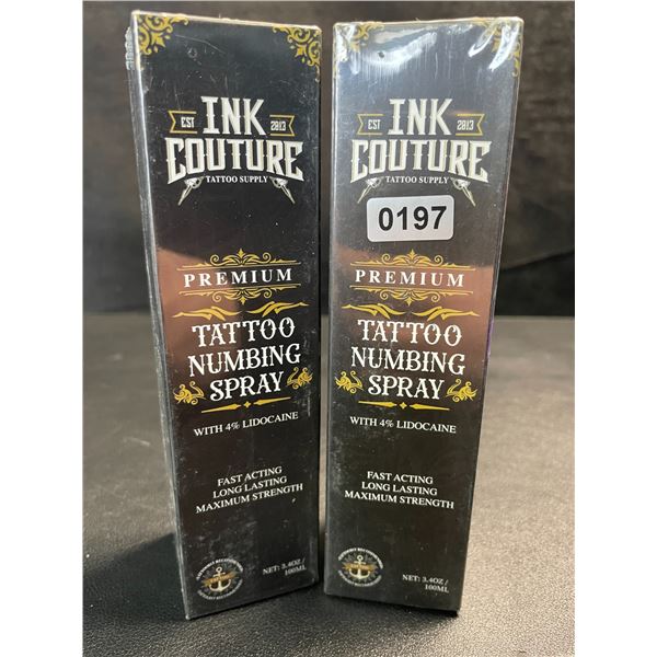 2 Ink Couture Premium Tattoo Numbing Sprays with 4% Lidocaine - 100ml - New Sealed