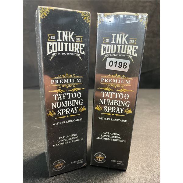 2 Ink Couture Premium Tattoo Numbing Sprays with 4% Lidocaine - 100ml - New Sealed