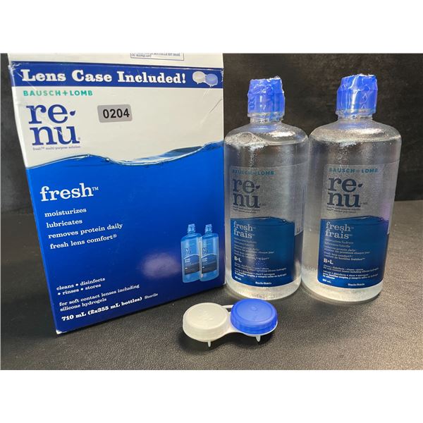 1 Bausch+Lomb Re-Nu Fresh Multi-Purpose Contact Solution - (710ml) 2 x 355ml & Contact Case - New