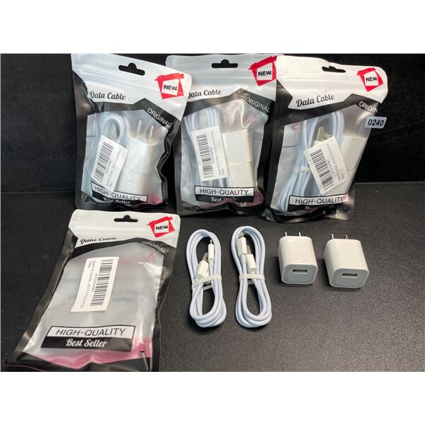 4 Multi-Packs of Lighting to USB-A Chargers for Apple Devices (2 Cords/2 Blocks Per Pack) - New