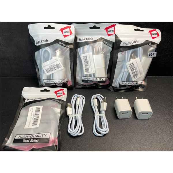 4 Multi-Packs of Lighting to USB-A Chargers for Apple Devices (2 Cords/2 Blocks Per Pack) - New