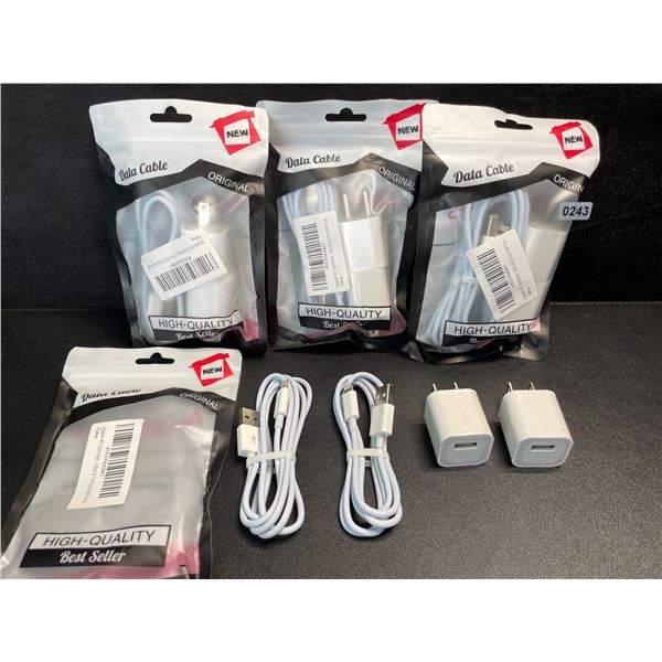 4 Multi-Packs of Lighting to USB-A Chargers for Apple Devices (2 Cords/2 Blocks Per Pack) - New