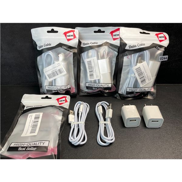 4 Multi-Packs of Lighting to USB-A Chargers for Apple Devices (2 Cords/2 Blocks Per Pack) - New